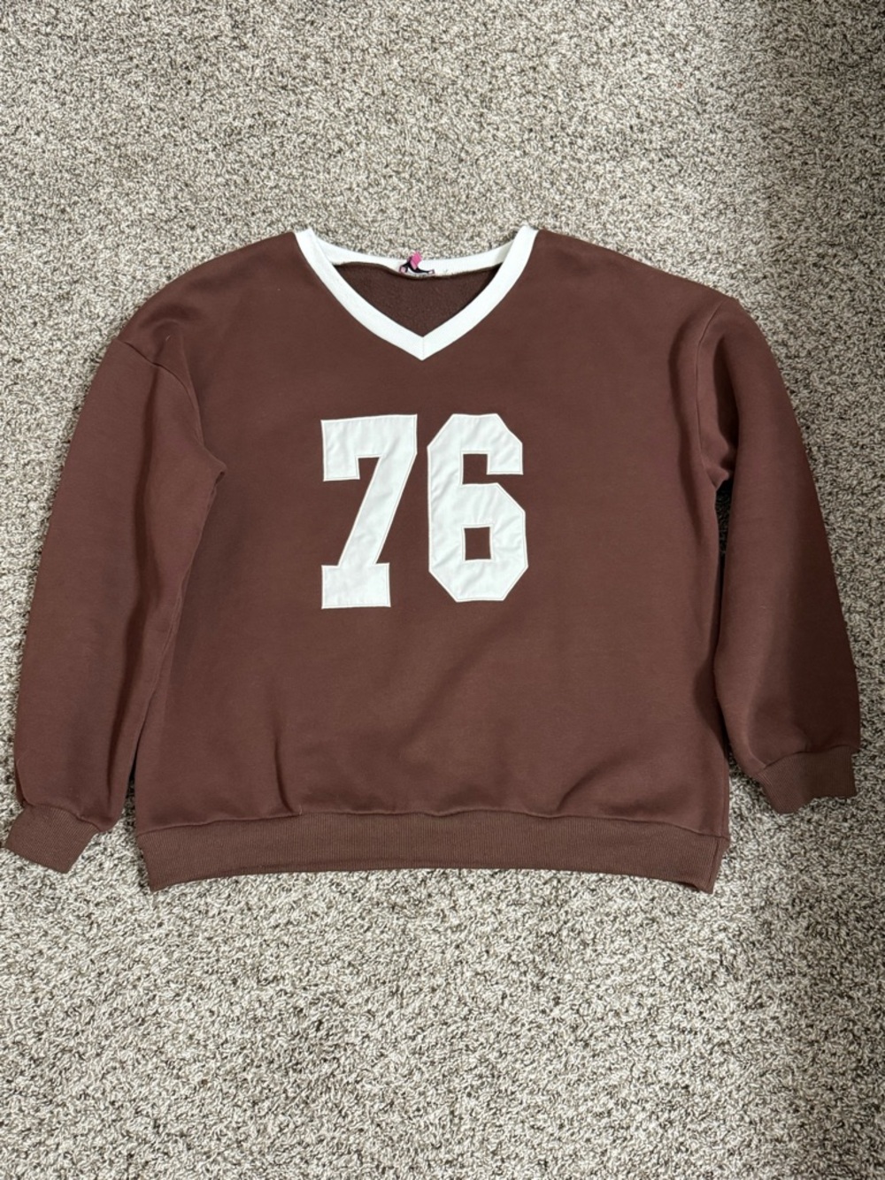 Women’s  Brown V-Neck '76' Pullover Sweater